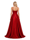ChicSew Fancy Spaghetti Straps A-Line Satin Bridal Party Dress Boned Elegant Floor-Length Bridesmaid Gown