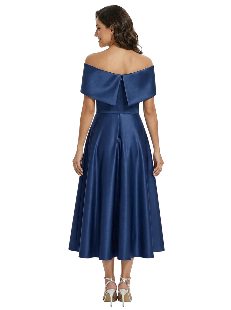 Beautiful Off Shoulder Satin Bow Knot A-Line Mother Of The Bride Dresses