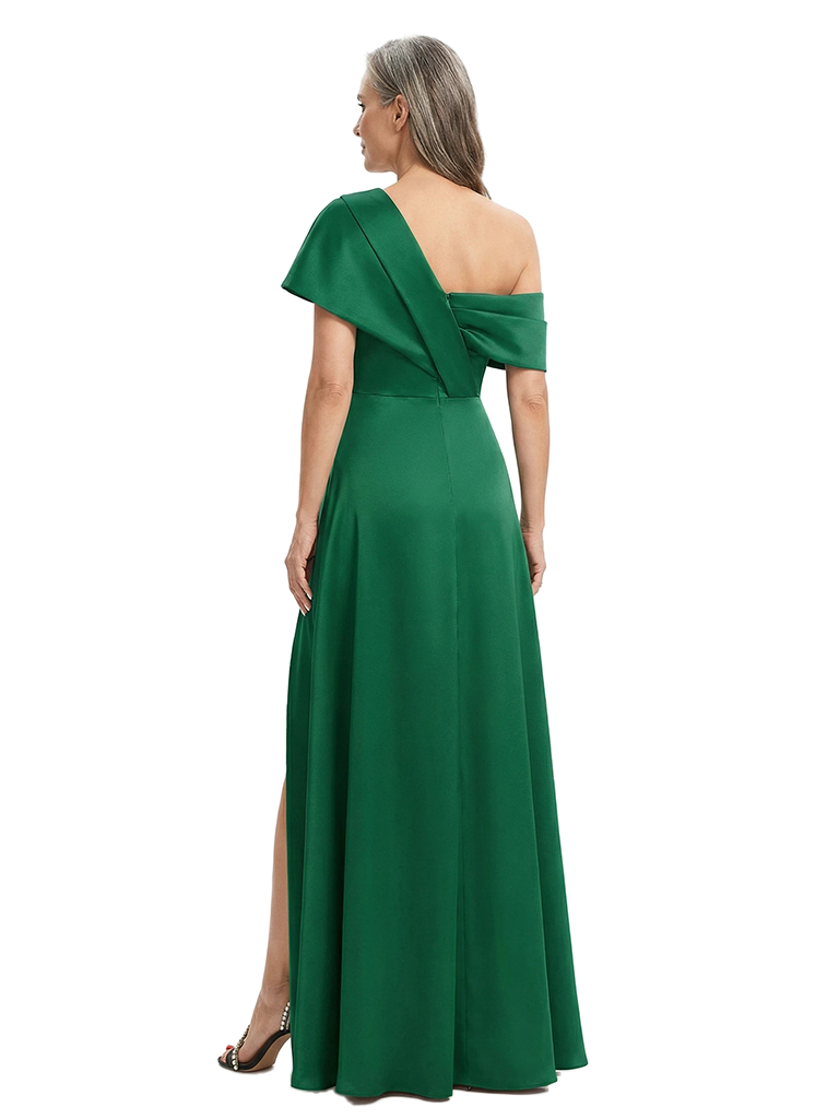ChicSew Asymmetrical Side Slit Detail Floor Length Satin A-Line Modern Mother of the Bride Dresses