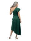 ChicSew One Shoulder Ruffle Sleeve Asymmetrical High Low Length Satin Mother Of The Bride Cocktail Dresses