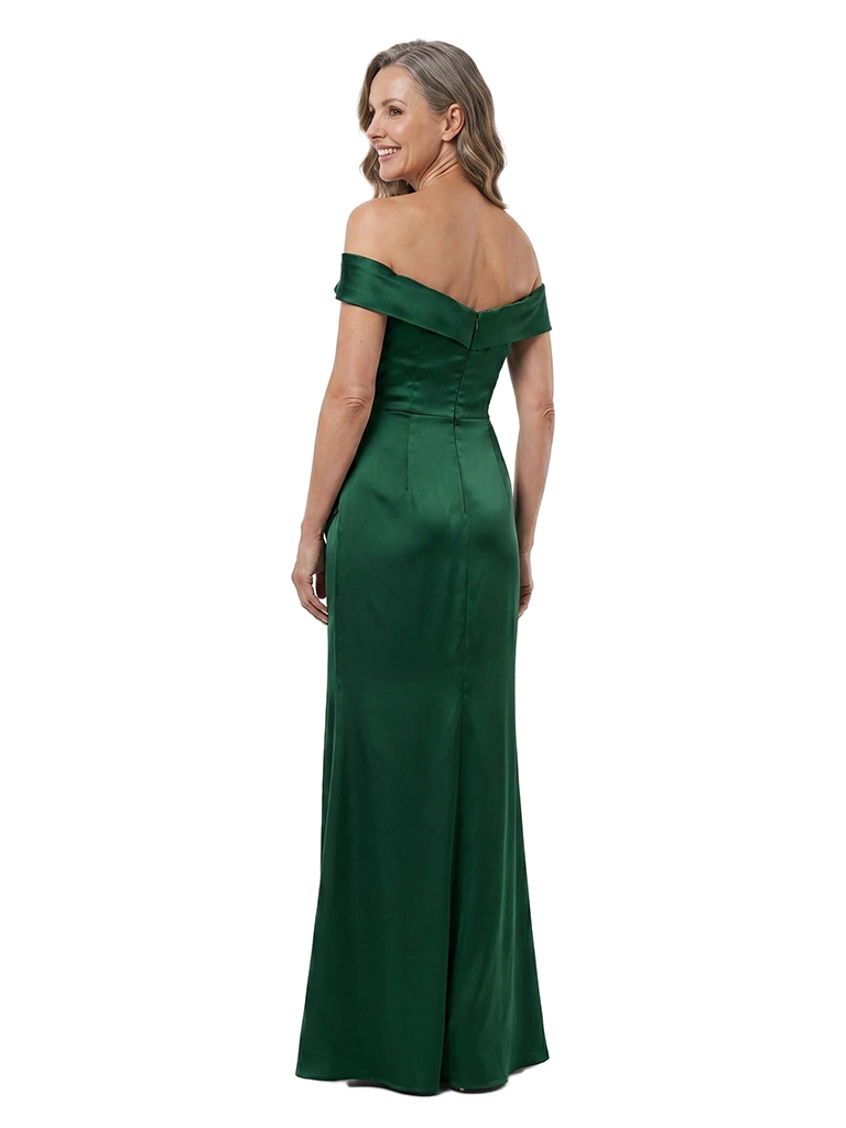 ChicSew Off The Shoulder Ruched Satin Mermaid Floor-Length Mother of the Bride Dress