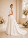 ChicSew A-line Cap Sleeves Lace Maxi Long Wedding Dresses With Satin Overskirt