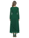 ChicSew Jewel Long Sleeve Asymmetrical Ruffle Hem Chiffon Tea Length Mother of the Bride Dresses