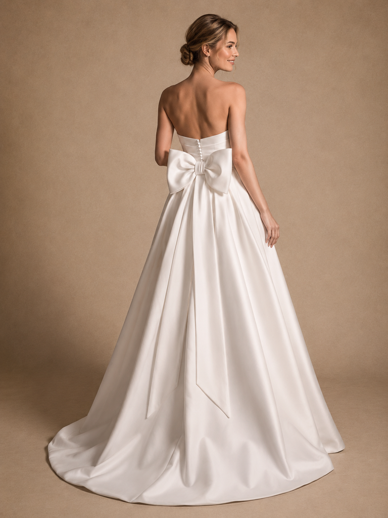 ChicSew Morden Strapless Sweetheart Crepe Floor-Length Wedding Jumpsuit With Overskirt