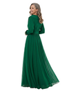 ChicSew Long Sleeves V-Neck Belted Chiffon A-Line Mother Of The Bride Dresses Classy Formal Gowns