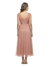 ChicSew Cowl Sleeveless Pleated Waist Chiffon Tea-Length A-Line Mother of the Bride Dress
