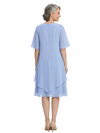 ChicSew Jewel Half Sleeve Knee-Length A-Line Chiffon Mom Of The Groom Dresses