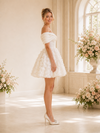 ChicSew Fancy Chiffon Off The Shoulder A-Line 3D Floral Applique Mini Wedding Dresses