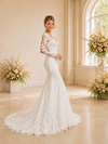 ChicSew Fancy V-Neck Long Sleeves Lace Tulle Mermaid Long Wedding Dresses