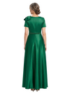 ChicSew Elegant A-Line Beaded Mother Of The Bride Dresses Short Sleeves Silky Satin Beaded Formal Gown