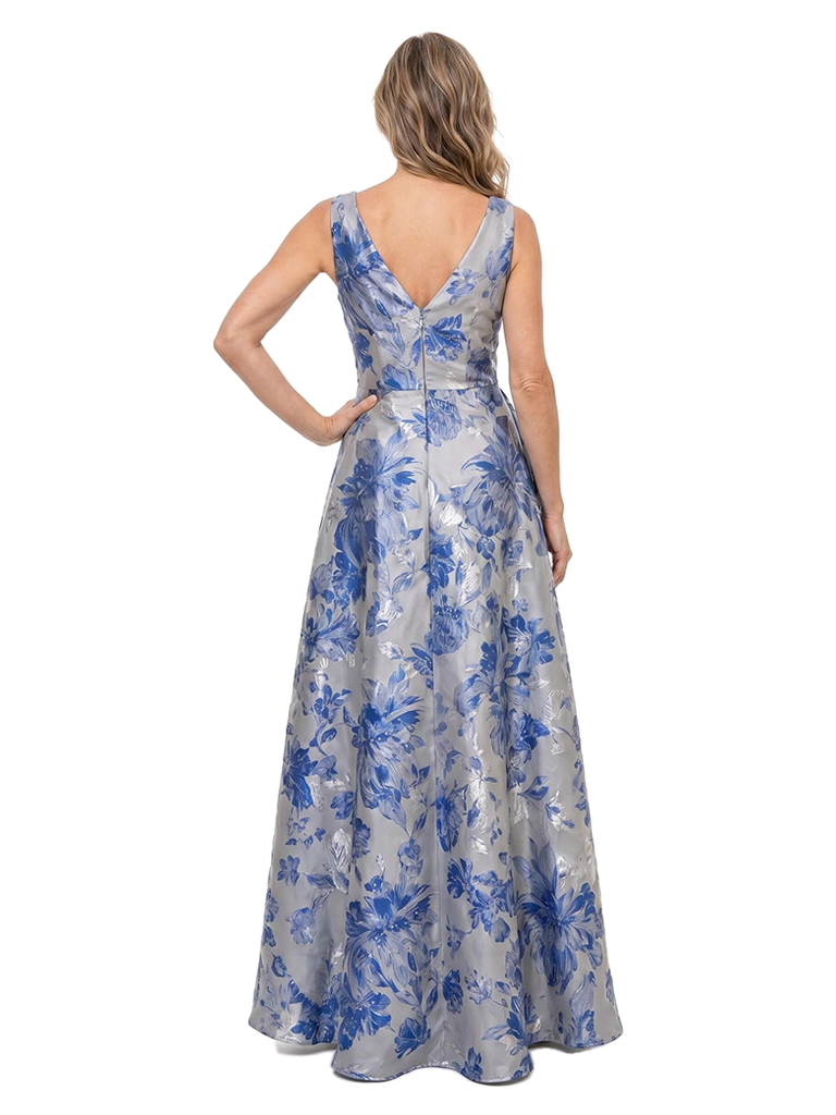 Chicsew Floral V-Neck Ruched Floor-Length A-Line Mother of The Bride Dresses