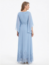 ChicSew Fancy Chiffon A-Line Flutter Sleeves Mother of the Groom Dresses With Lace Applique