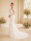 ChicSew Morden V-Neck Long Sleeves Satin Lace Mermaid Floor-Length Wedding Dress