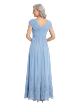 ChicSew V-Neck Cap Sleeves Lace Chiffon A-Line Mother Of The Bride Long Dress
