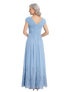 ChicSew V-Neck Cap Sleeves Lace Chiffon A-Line Mother Of The Bride Long Dress