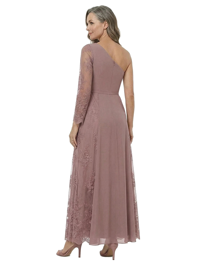 ChicSew Fancy One Shoulder Chiffon Evening Dresses For Mother Of The Bride With Floral Lace Embellishment