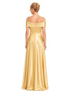 ChicSew Trendy Off The Shoulder Satin Bridesmaid Dress With Handmade Flower Mermaid Gown