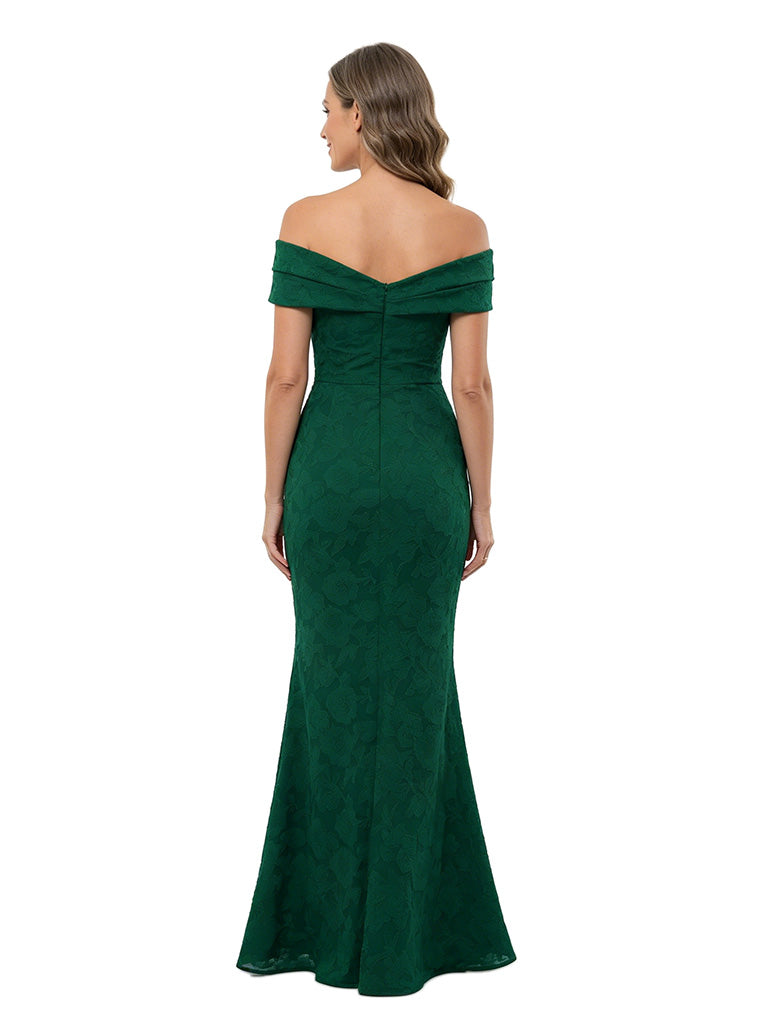 ChicSew Floral Burnout Chiffon Classy Off Shoulder Mermaid Floor Length Mother Of The Bride Gown