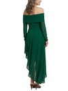 ChicSew Off The Shoulder Long Sleeve Asymmetrical High Low Hem Chiffon Formal Evening Party Dresses