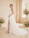 ChicSew Elegant A-line Spaghetti Straps V-Neck Side Slit Glitter Tulle Long Wedding Dresses
