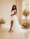 ChicSew Beautiful Off The Shoulder Lace Tulle Sheath High-Low Wedding Dress