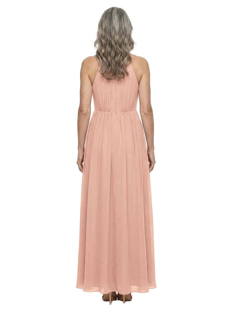 ChicSew Halter Chiffon A-Line Ruched Mother Of The Groom Dress High Neck Ankle-Length Formal Gown
