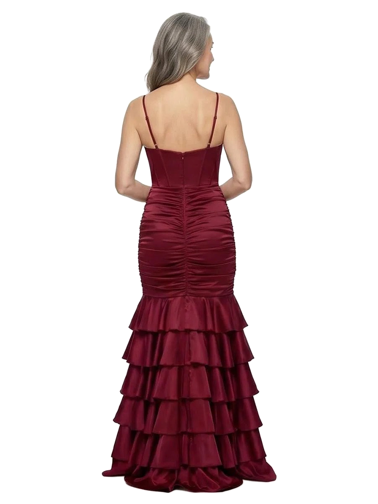 ChicSew Spaghetti Straps Boning Satin Floor-Length Mermaid Mother of the Bride Dress