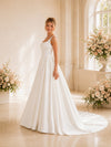 ChicSew Elegant Spaghetti Straps Square Satin A-Line Long Wedding Dresses With Boning