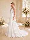 ChicSew Elegant V-Neck Spaghetti Straps Sleeveless Lace Chiffon A-Line Long Wedding Dress
