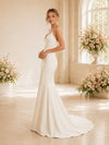 ChicSew Elegant Mermaid V-Neck Spaghetti Straps Sleeveless Satin Long Wedding Dresses