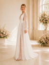 ChicSew Sexy A-Line Chiffon Long Sleeves Deep V-Neck Wedding dresses Online