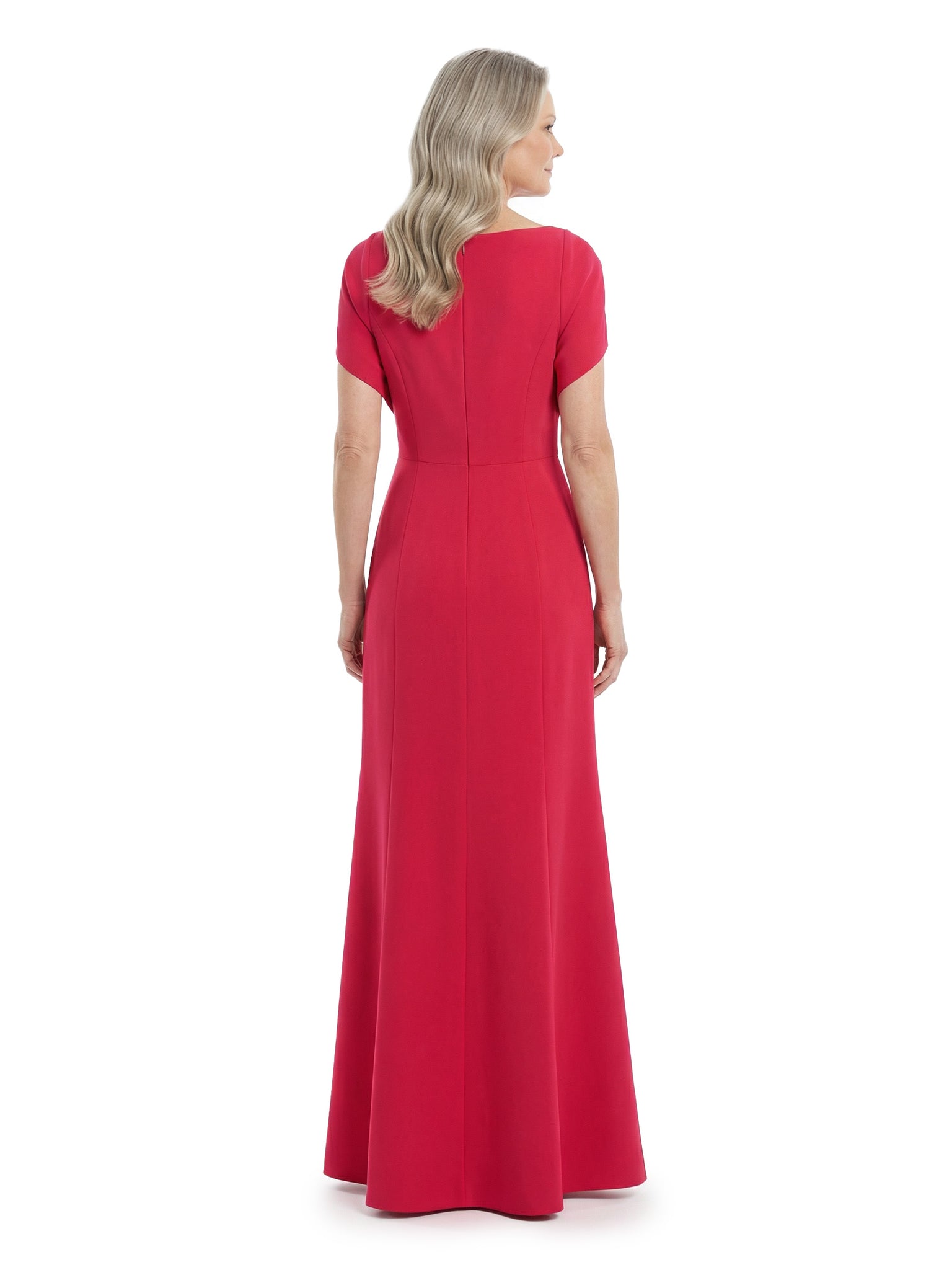 Chicsew Boat Neck Cape Sleeve Sheath Floor Length Stretch Crepe Mother of the Bride Dresses