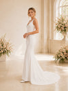 ChicSew Spaghetti Straps V-Neck Crepe Mermaid Long Wedding Dresses Online