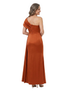 ChicSew One Shoulder Pleated Mother Of The Bride Gown Satin Full Length Sophisticated Wrap