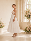 ChicSew Fancy Sweetheart Lace Tulle Boning A-Line Ankle-Length Wedding Dress With Bow Knot
