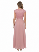 ChicSew Beautiful V-Neck Chiffon Cap Sleeves Lace High-Low Mother Of The Bride Dress With Ruffle