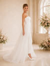 ChicSew Modern Strapless Wedding Jumpsuit With Tulle Long Overskirt