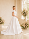 ChicSew Fancy One Shoulder Ruching Satin A-Line Maxi Long Wedding Dress