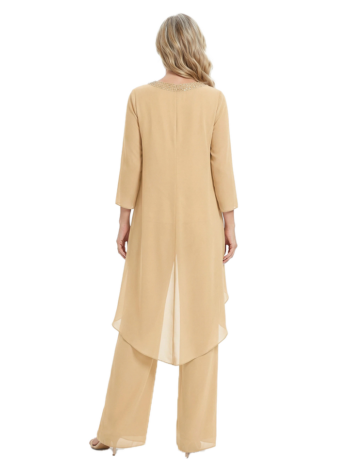ChicSew Elegant Chiffon Long Sleeves Pant Suit For Mother Of The Bride With Jacket