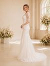 ChicSew Sexy V-Neck Mermaid Lace Applique Tulle Long Sleeves Maxi Wedding Dress
