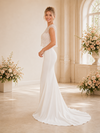 ChicSew Elegant Jewel Cap Sleeves Satin Mermaid Floor-Length Wedding Dress