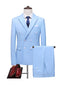 Sky Blue Men's Casual 3 Piece Suit Notch Lapel Flat Tuxedos Set CN461