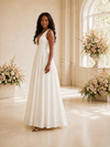 ChicSew Sexy Deep V-Neck Crepe A-Line Spaghetti Straps Floor-Length Wedding Dress