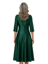 ChicSew 3/4 Sleeve Jewel Neck Tea-Length A-Line Satin Mother Of The Groom Dresses Classic Chic