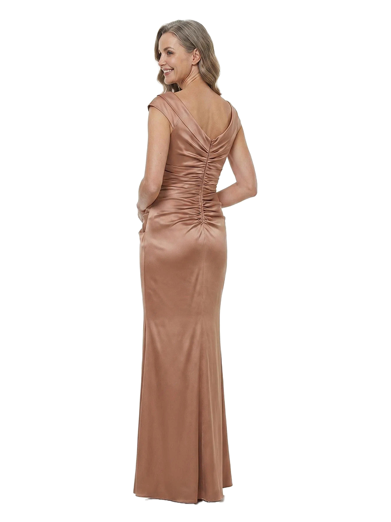 ChicSew Beautiful Cap Sleeves Ruched Mermaid Mother Of The Groom Dresses Satin Formal Gown