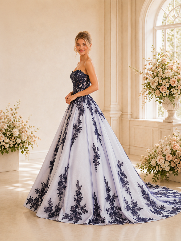 ChicSew Elegant Straples A-Line Tulle Floor-Length Wedding Dress With Lace Appliques