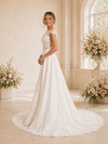 Chicsew Fancy Illusion Cap Sleeves Mermaid Lace Appliques Floor-Length Wedding Dress