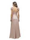 ChicSew Elegant Rosette Shoulder V-Neck Silky Satin A-Line Ruched Mother Of The Bride Gowns Floor Length