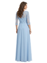 ChicSew Classy Chiffon Mother Of The Bride Dresses With Lace Long Sleeves Maxi Mom Dresses