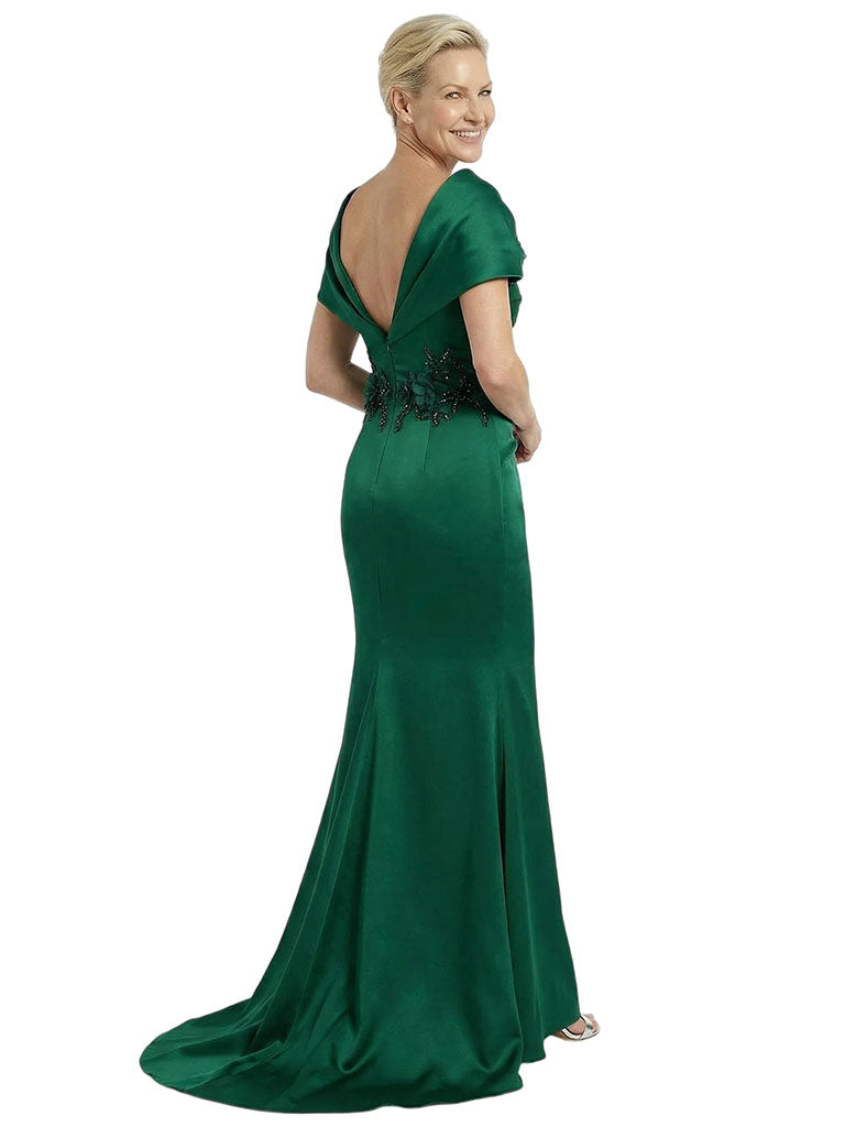Off Shoulder Satin Mother Of The Bride Dress Mermaid Maxi Gown Formal Wedding Attire